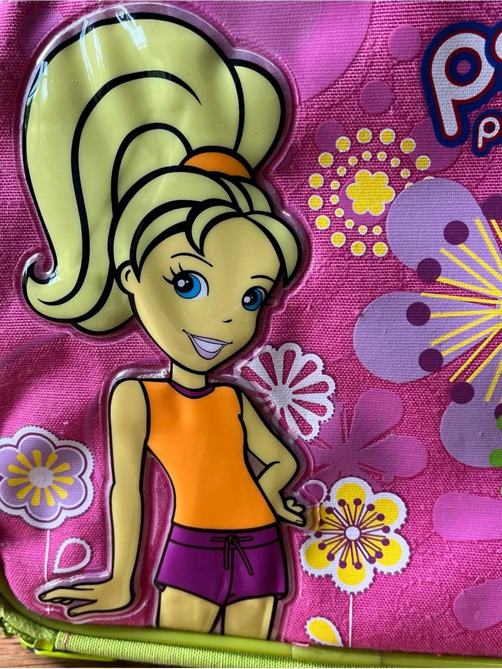 Vintage 2007 Polly Pocket Doll Carrying Case Storage Bag Pink Lime Green Floral